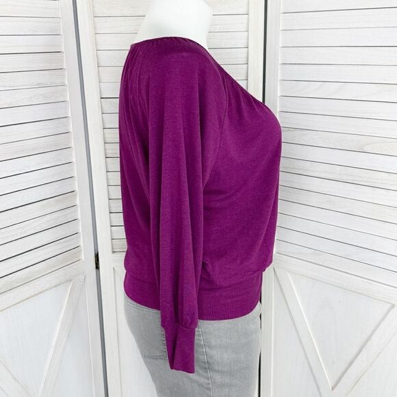 Old Navy Button V Neck Knit Top Shirt Purple Large - Picture 3 of 12